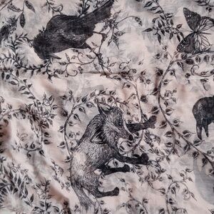 H&M Foxes, Leaves, Birds, and Butterflies Scarf, New With Tags